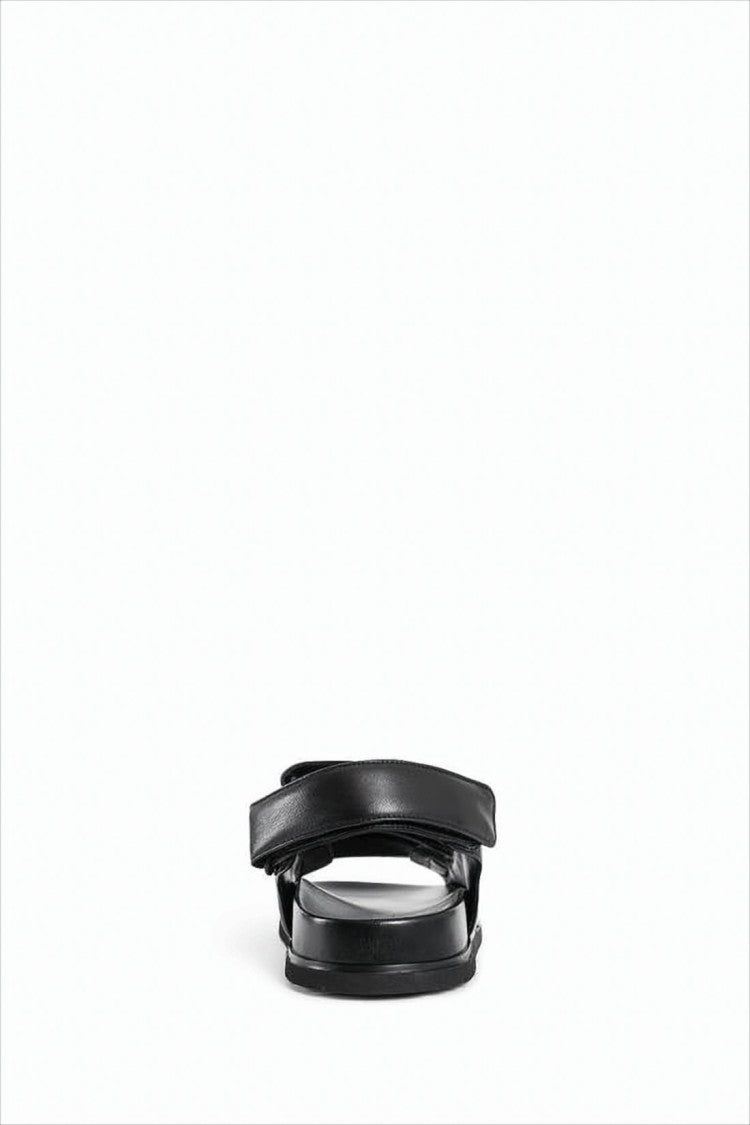 Prada Black Leather Sandals With Adjustable Straps And Metal Logo