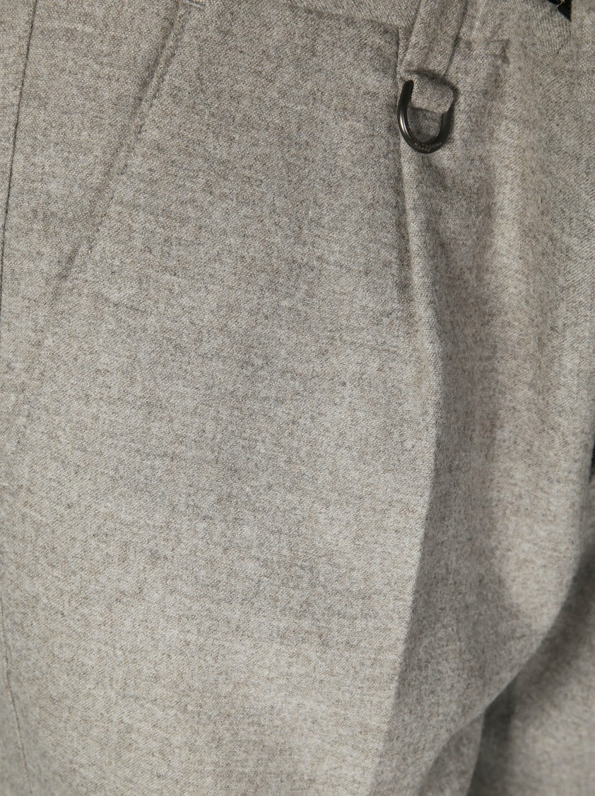 Paolo Pecora Tailored Grey Flannel Pants With Front Pleats