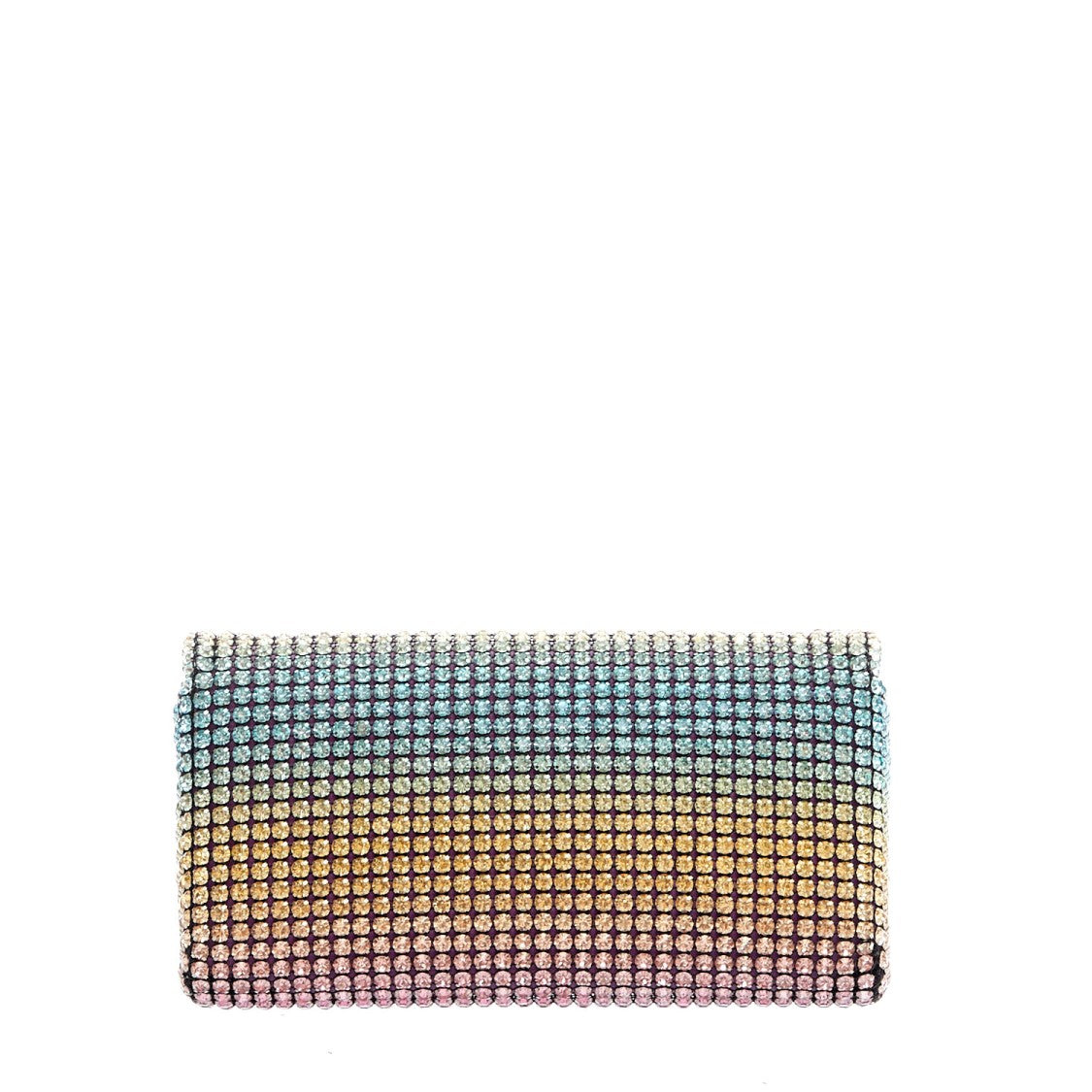 Twentyfourhaitch Gradient Pink Leather Clutch With Rhinestone Accents