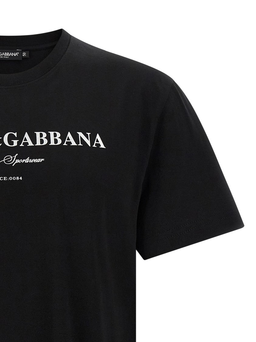 Dolce & Gabbana Graphic Cotton Crew Neck T-Shirt