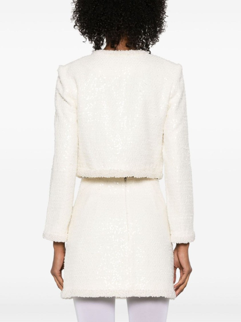 Self-Portrait Bouclé Faux-Pearl-Trim Jacket