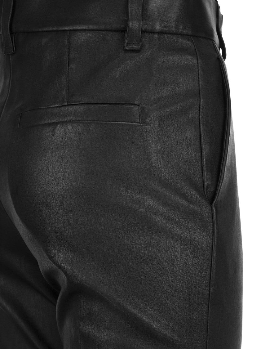 Brunello Cucinelli Stretch Nappa Leather Cigarette Trousers