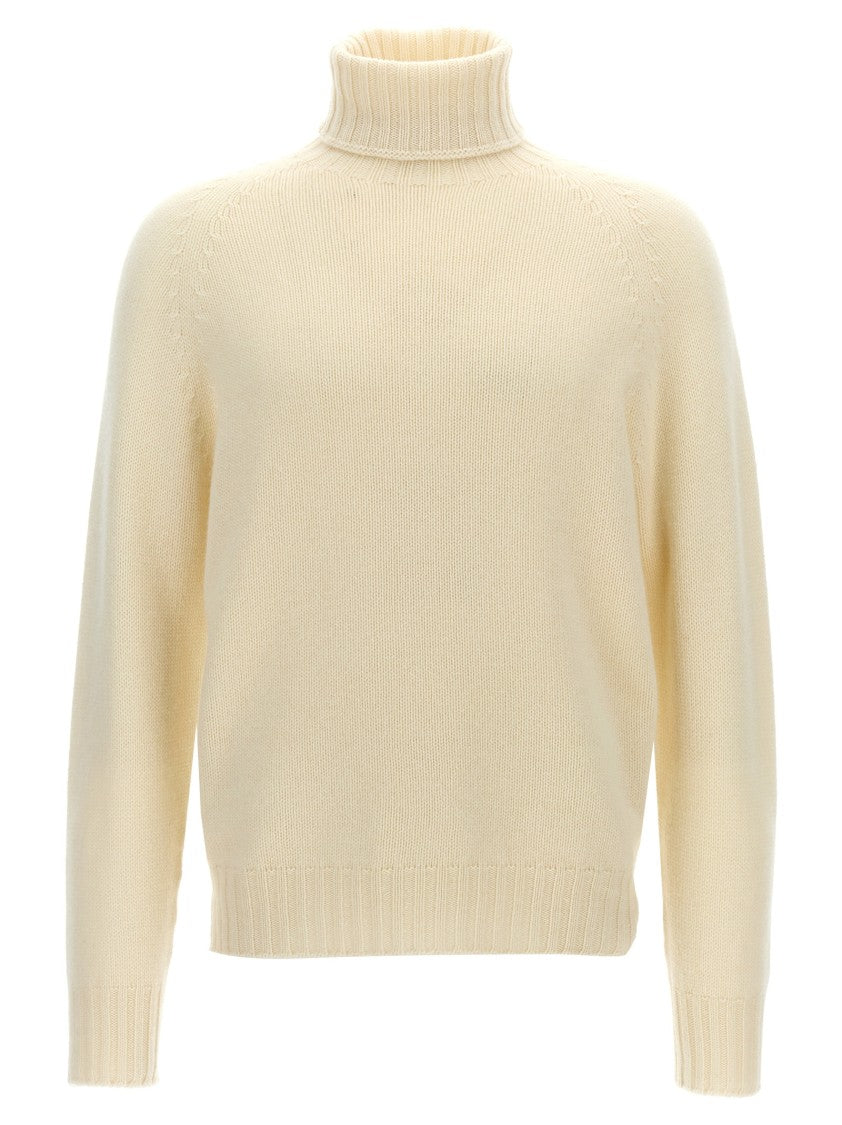 Ma'ry'ya Textured Knit Wool Blend Sweater With Turned-Up Turtleneck