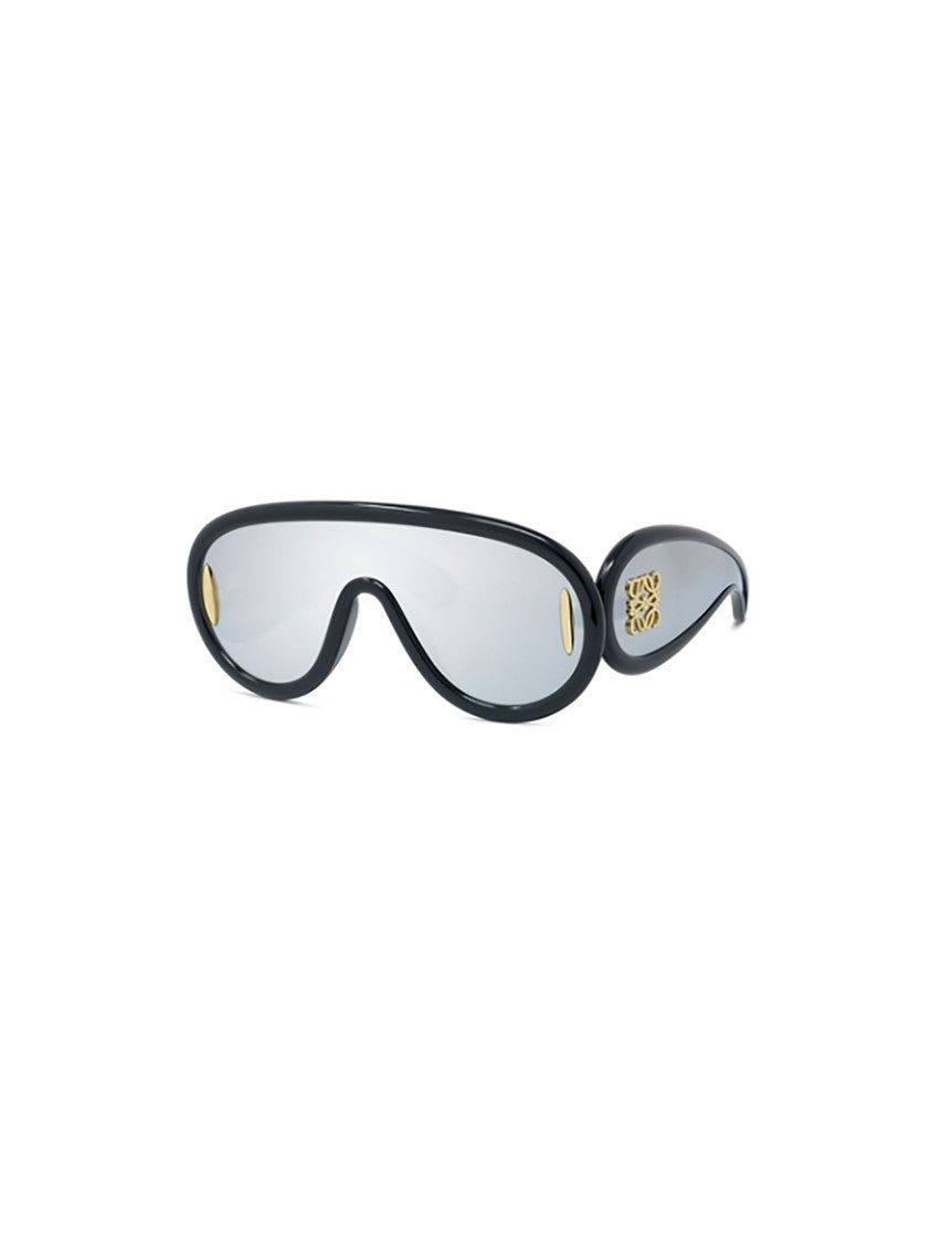 Loewe Wraparound Black Loewe Sunglasses With Reflective Lenses