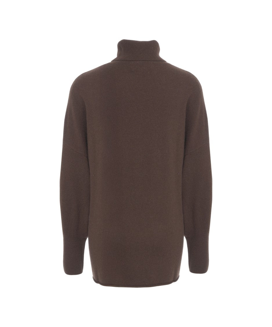Crush Cashmere Turtleneck Sweater With Ribbed Details