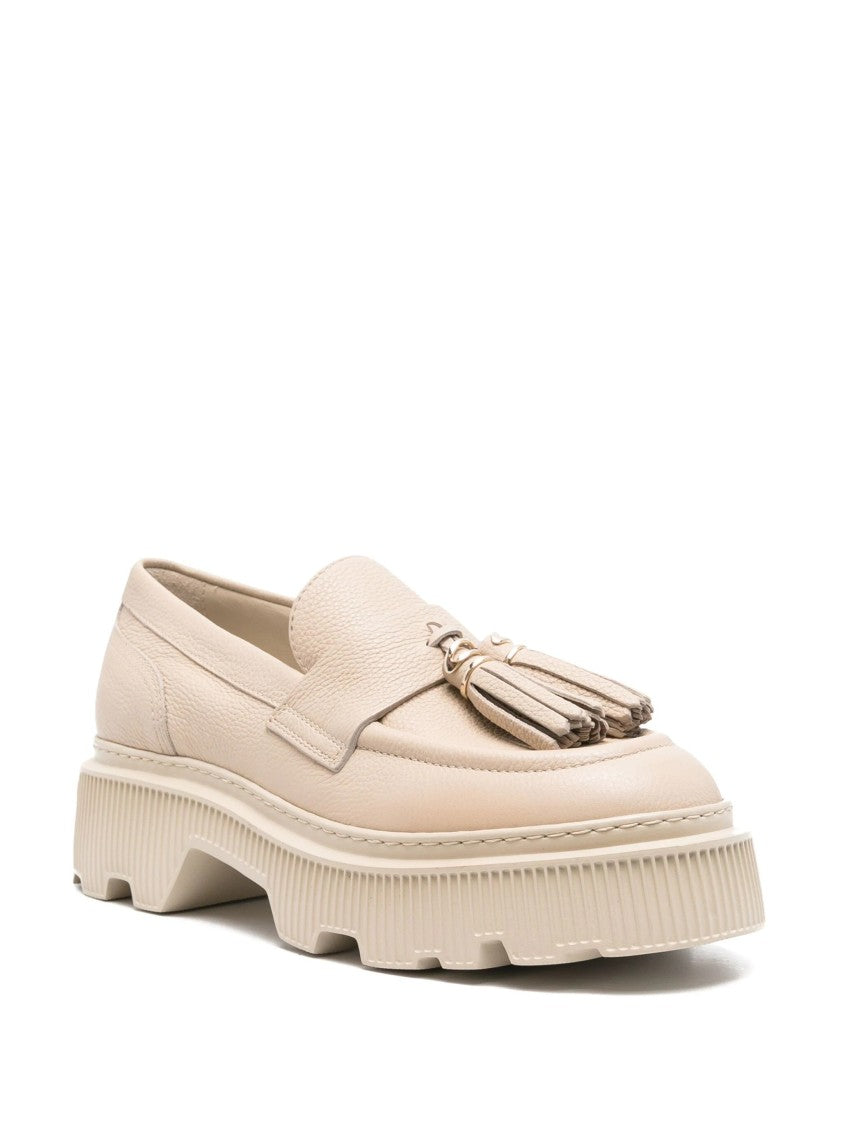 Santoni Pink Leather Loafers