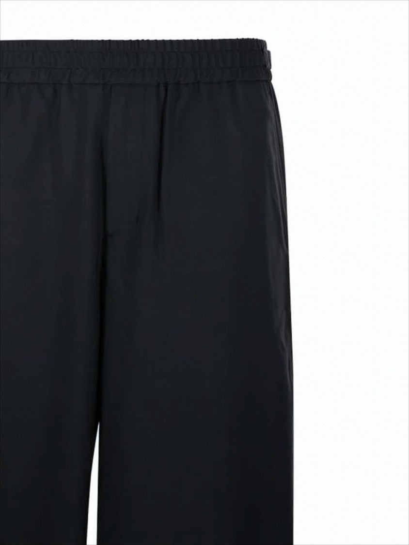 Ami Wide-Leg Wool Pants With Elastic Waistband