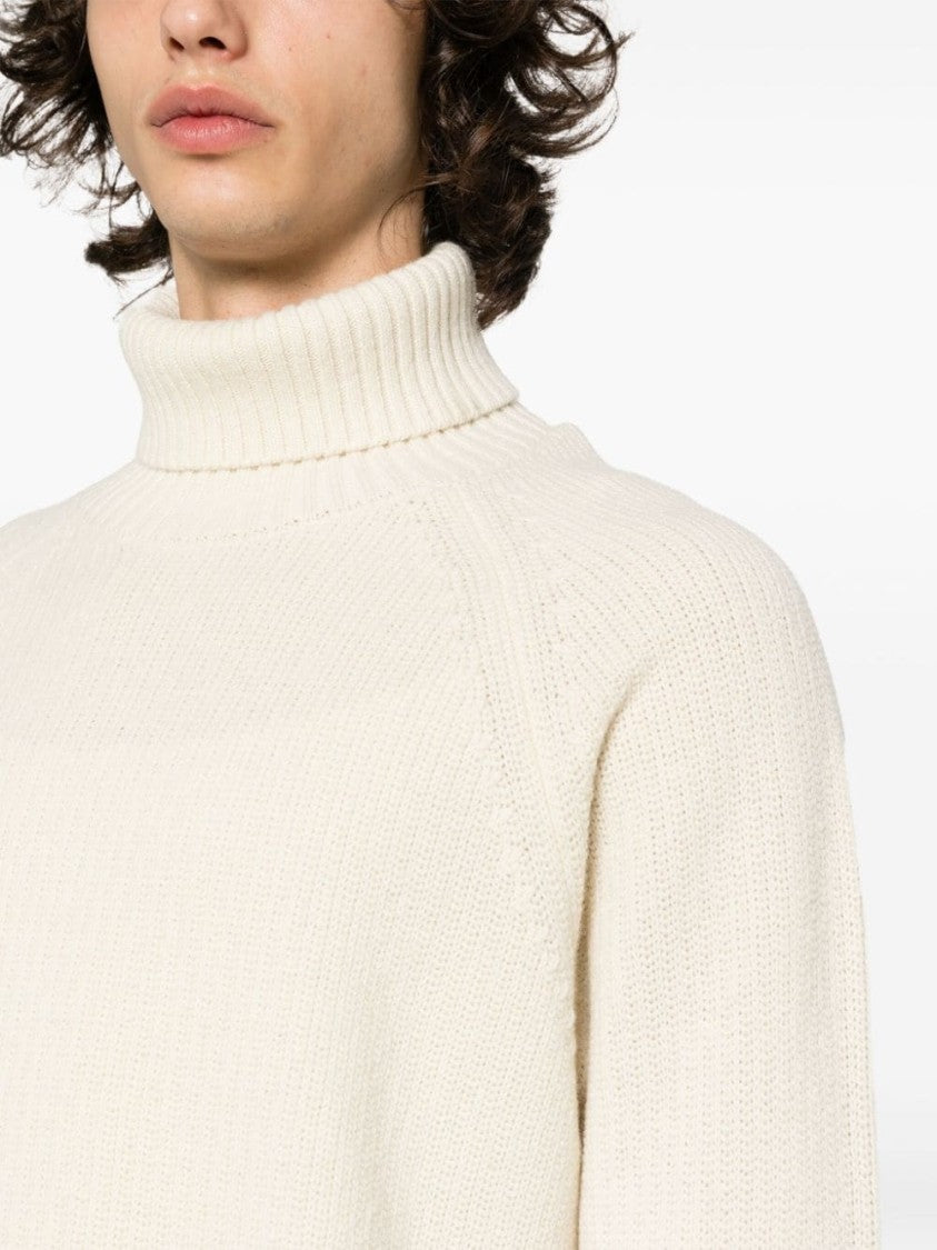 Ten C Classic White Turtleneck Sweater
