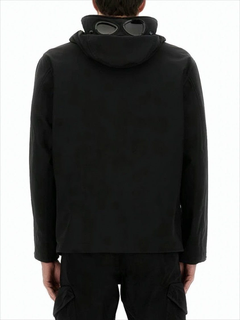 C.P. Company Black Polyamide Jacket With Integrated Hood And Goggles