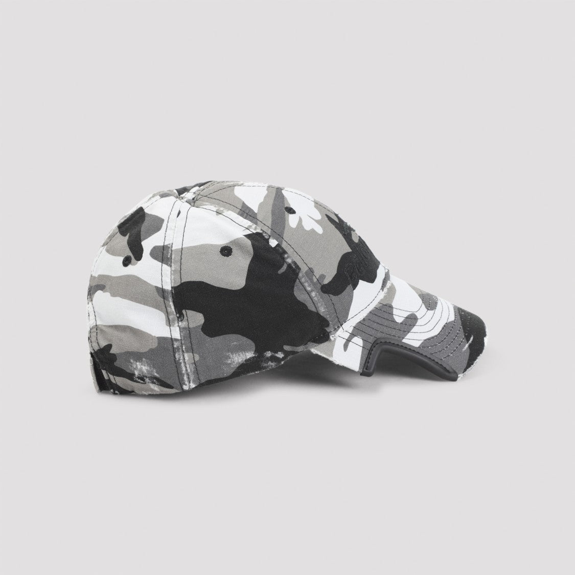 Balenciaga Grey Camouflage Baseball Cap With Embroidered Branding