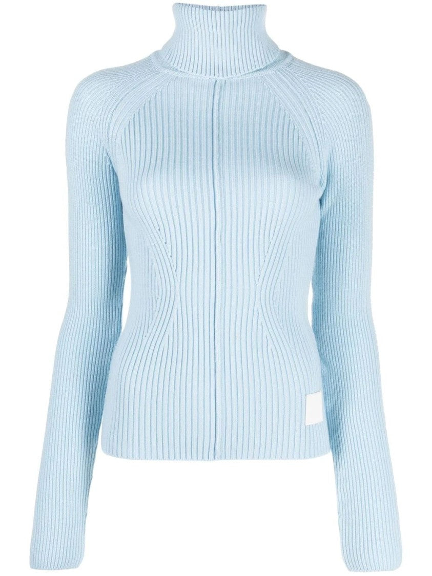 Marc Jacobs Fitted Ribbed Turtleneck Sweater With Vertical Texture