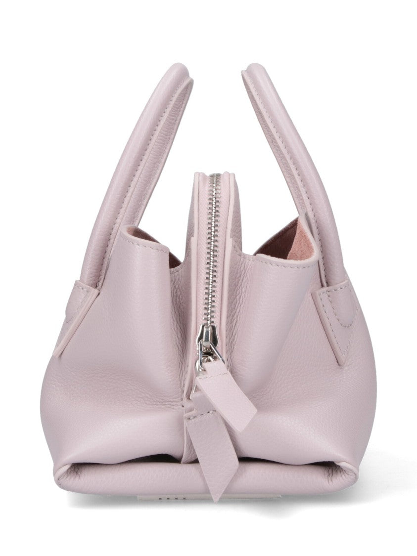 The Attico Mini Handbag In Pink Hammered Calf Leather