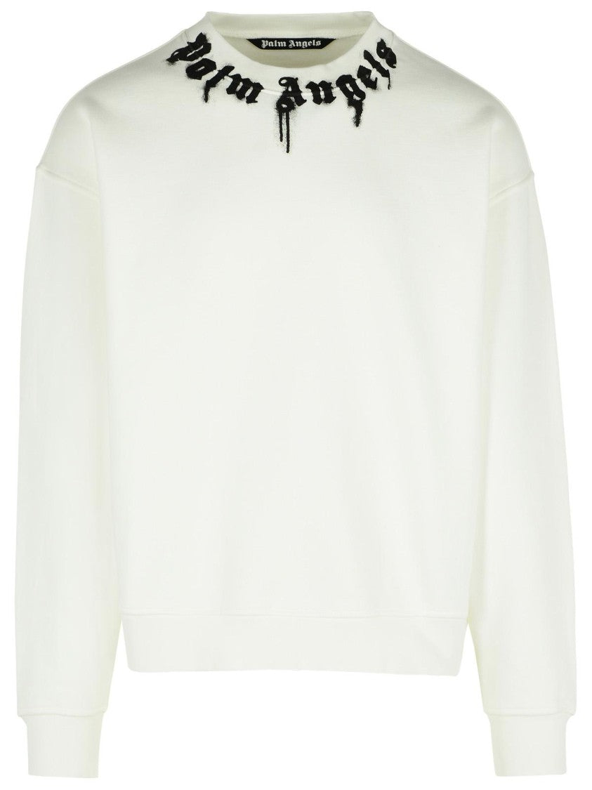 Palm Angels White Cotton Sweatshirt