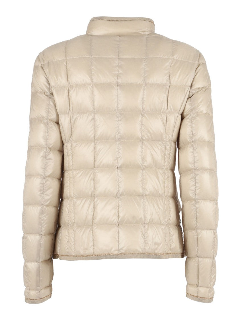 Fay Light Feather Jacket With Grooved Edges And Chain