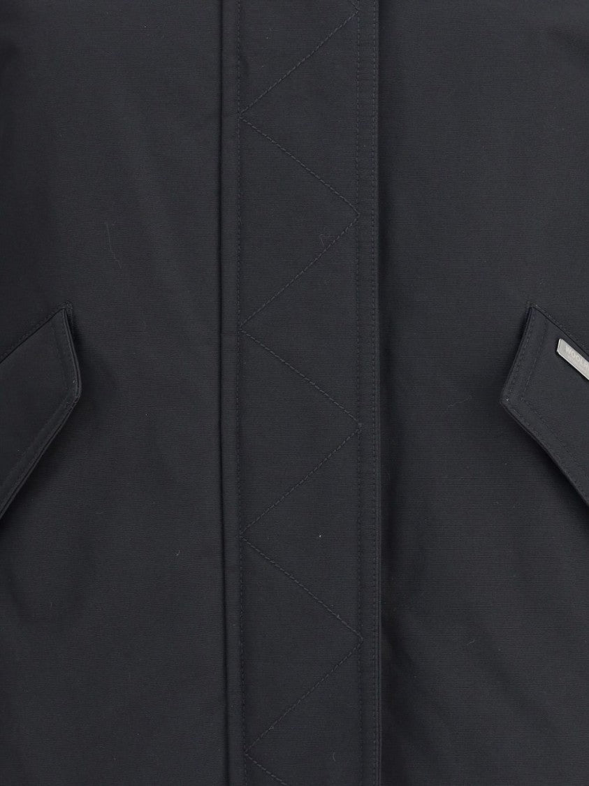 Woolrich Black Cotton-Polyamide Blend Coat