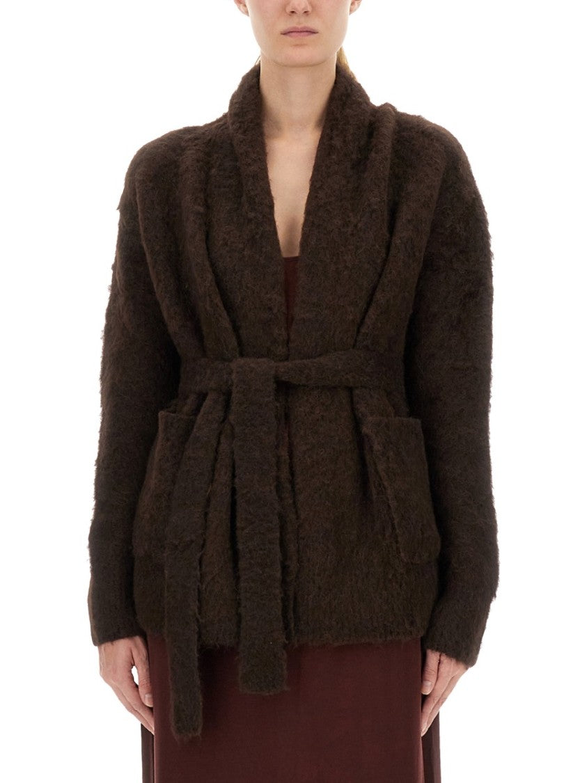 Uma Wang Plush Textured Wool Blend Cardigan With Shawl Collar