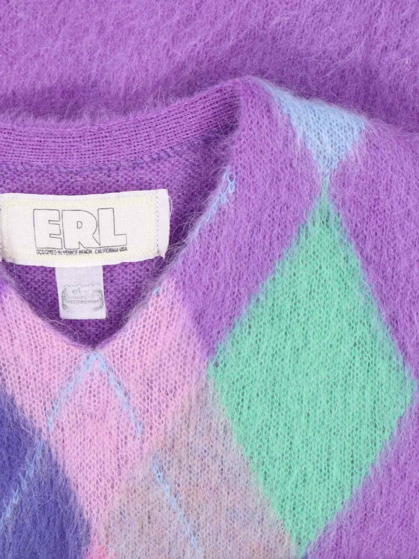 Erl Argyle Vest – Purple