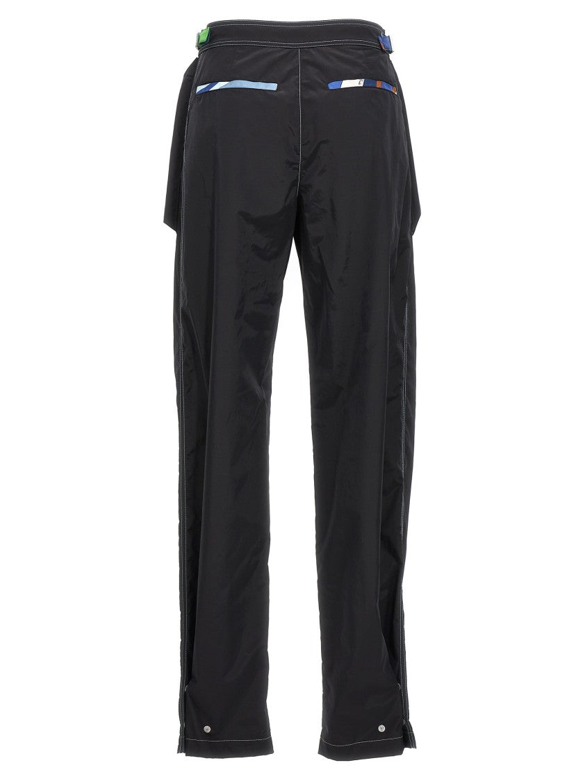 Emilio Pucci Logo Print Nylon Blend Pants With Zip