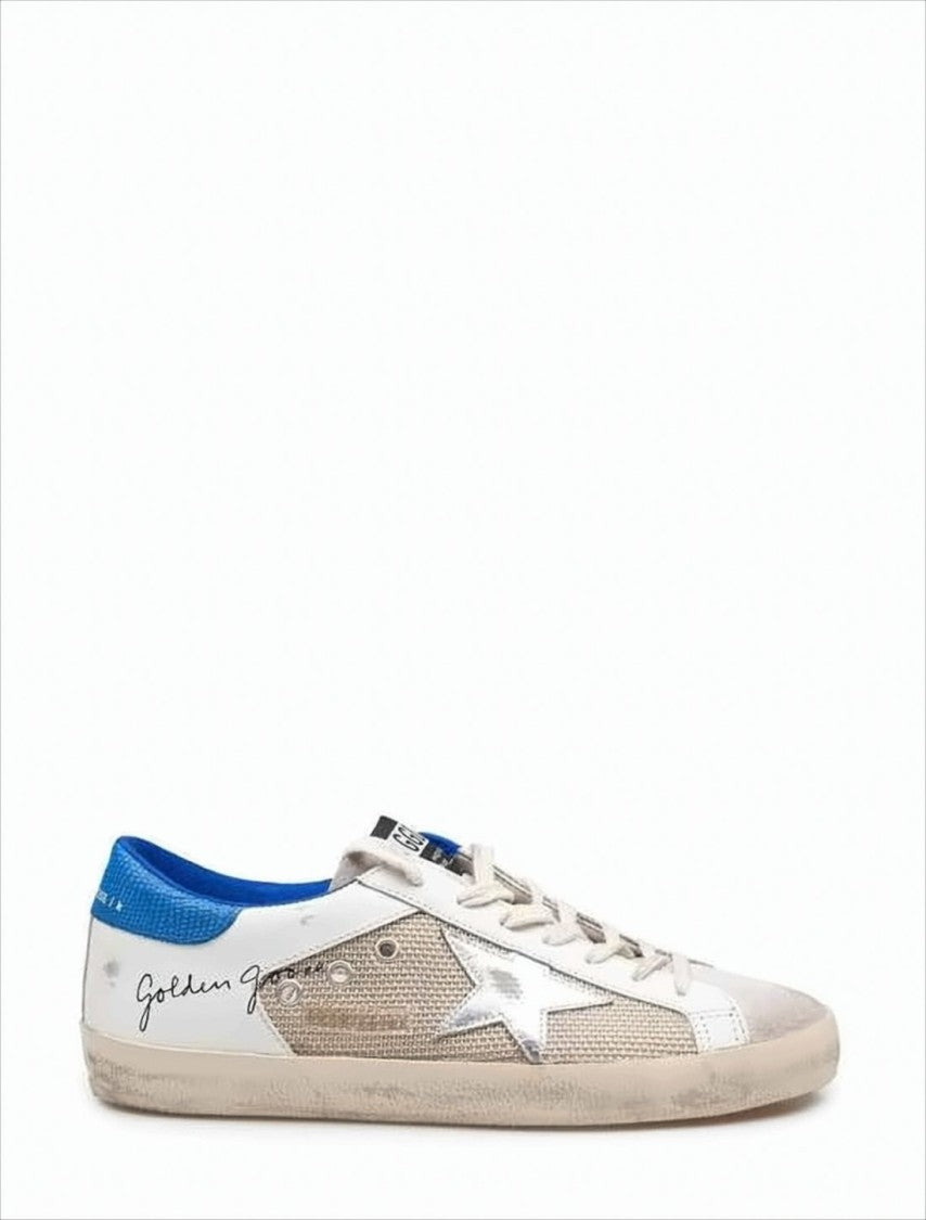 Golden Goose Low-Top Sneakers With Textured Beige Mesh And Metallic Accents