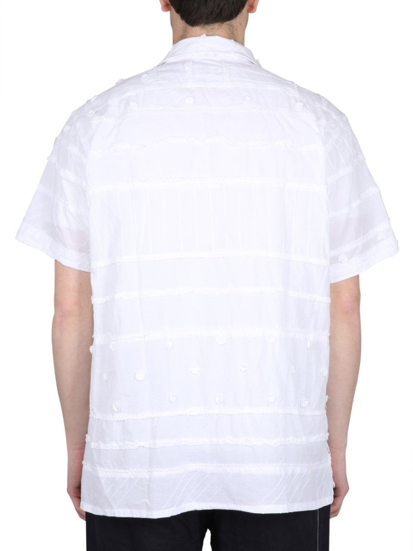 Engineered Garments Embroidered White Shirt With Classic Collar