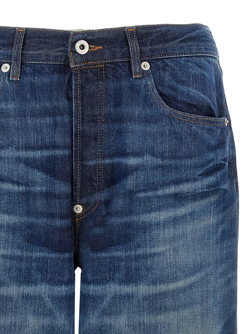 Kenzo Dirty Stone Bleached Japanese Denim Jeans With Contrast Stitching