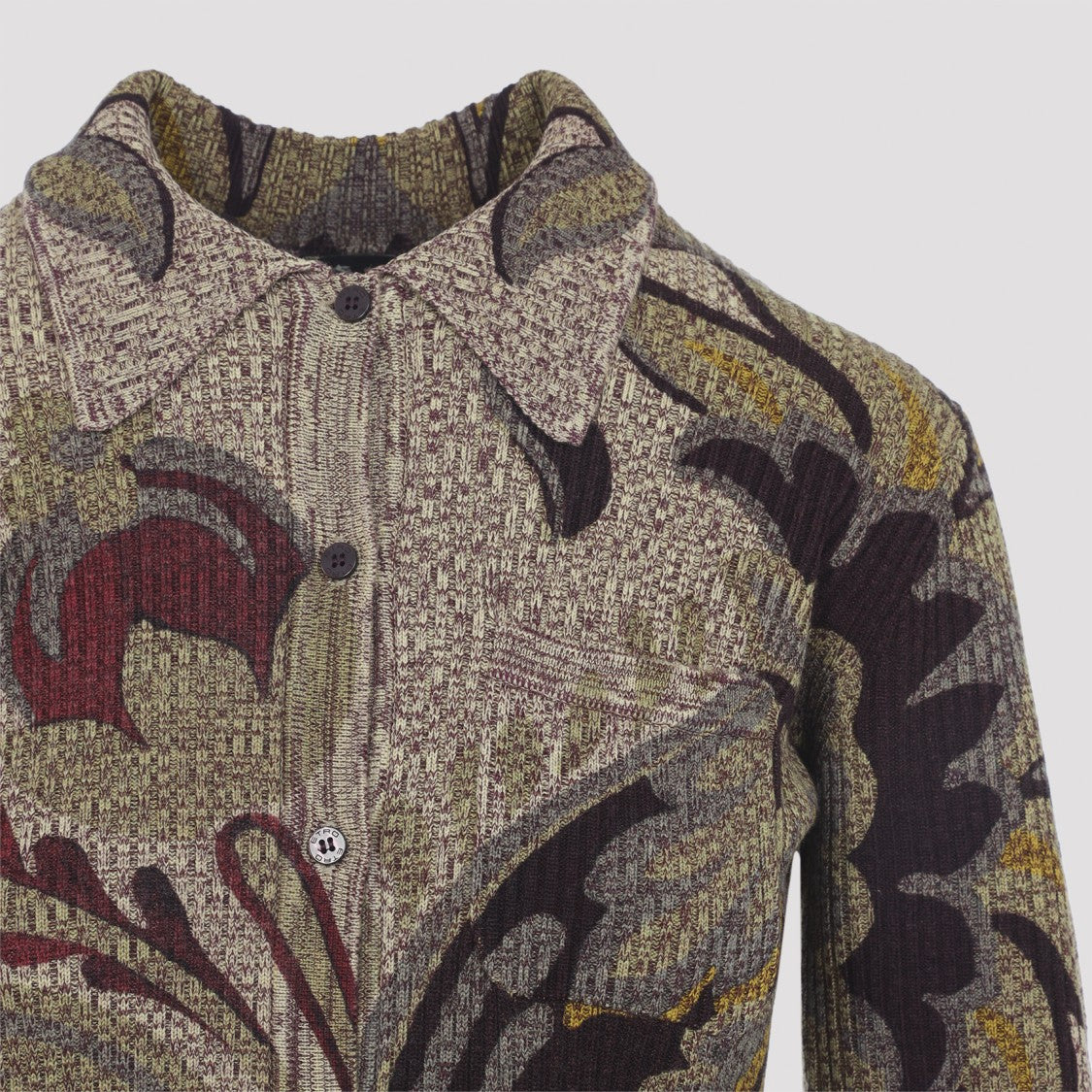 Etro Button-Up Wool Sweater With Paisley Design