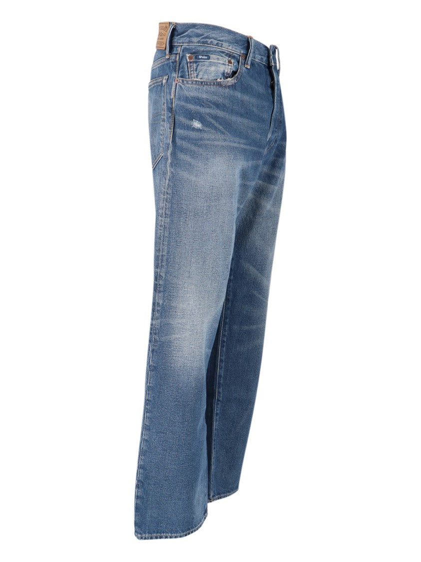 Polo Ralph Lauren Straight-Leg Jeans In Medium Blue Denim With Distressed Finish