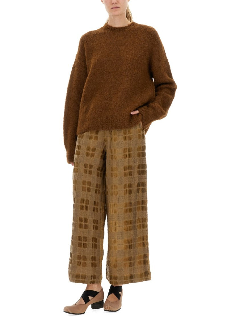 Uma Wang Fuzzy Texture Wool Blend Sweater With Crew Neckline