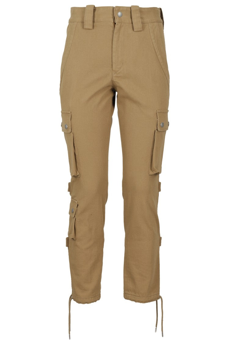 Isabel Marant Elodie Bronze Cotton Trousers With Utility-Inspired Design