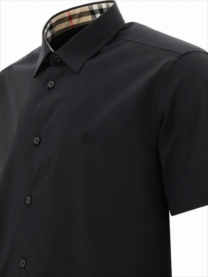 Burberry Black Short-Sleeved Shirt With Classic Collar