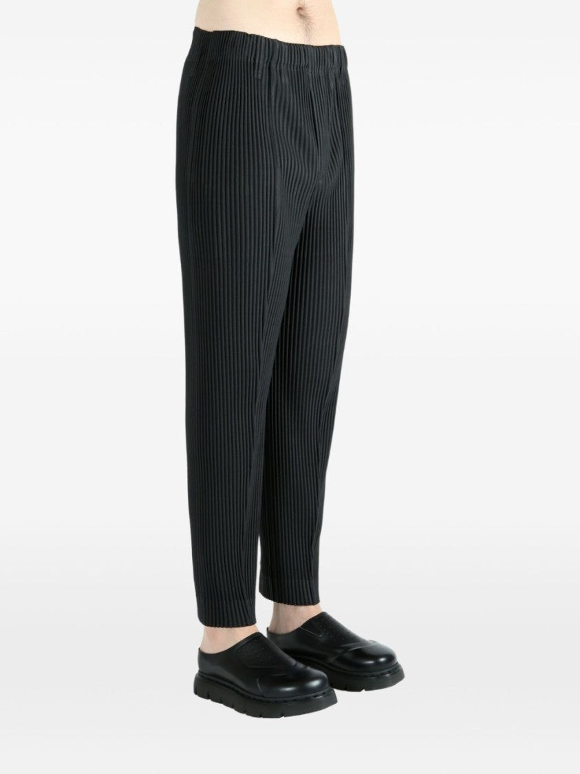 Homme Plissé Issey Miyake Pleated Straight Leg Trousers With Elasticated Waistband
