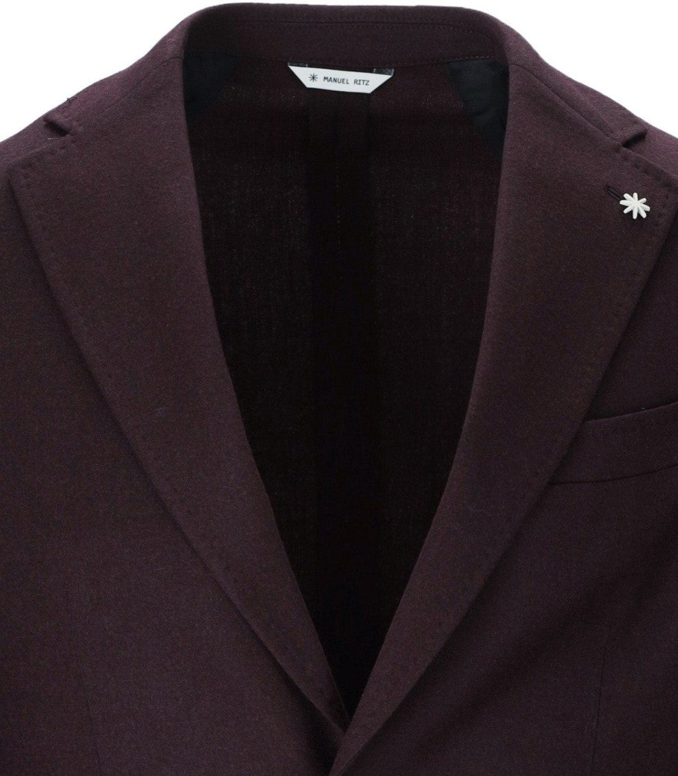 Manuel Ritz Burgundy Tailored Suit With Detachable Logo Pin