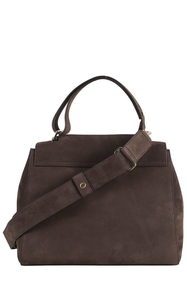 Orciani Structured Brown Leather Shoulder Bag