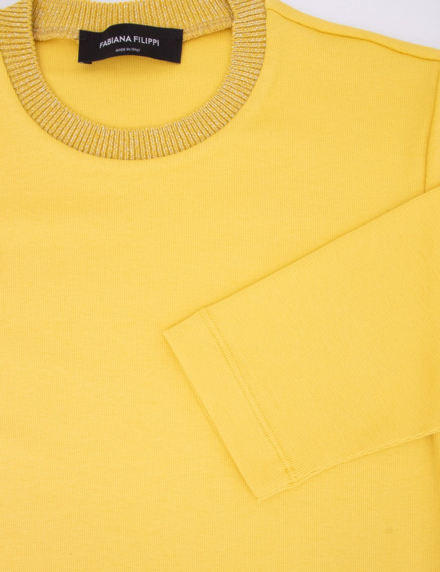Fabiana Filippi Turmeric Slim Fit T-Shirt With Knitted Crew Neck