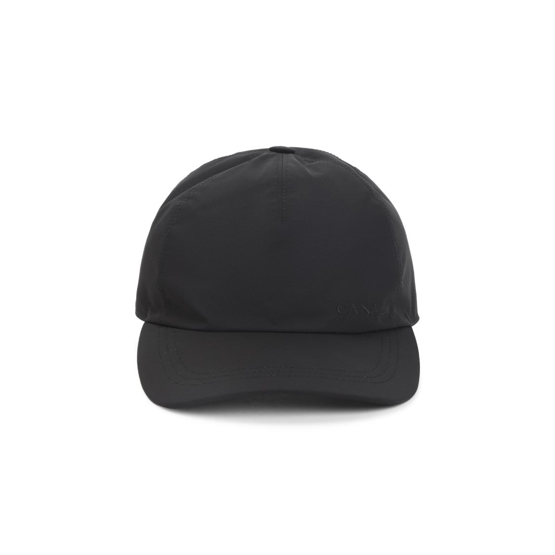 Canali Minimalist Black Cap With Curved Brim