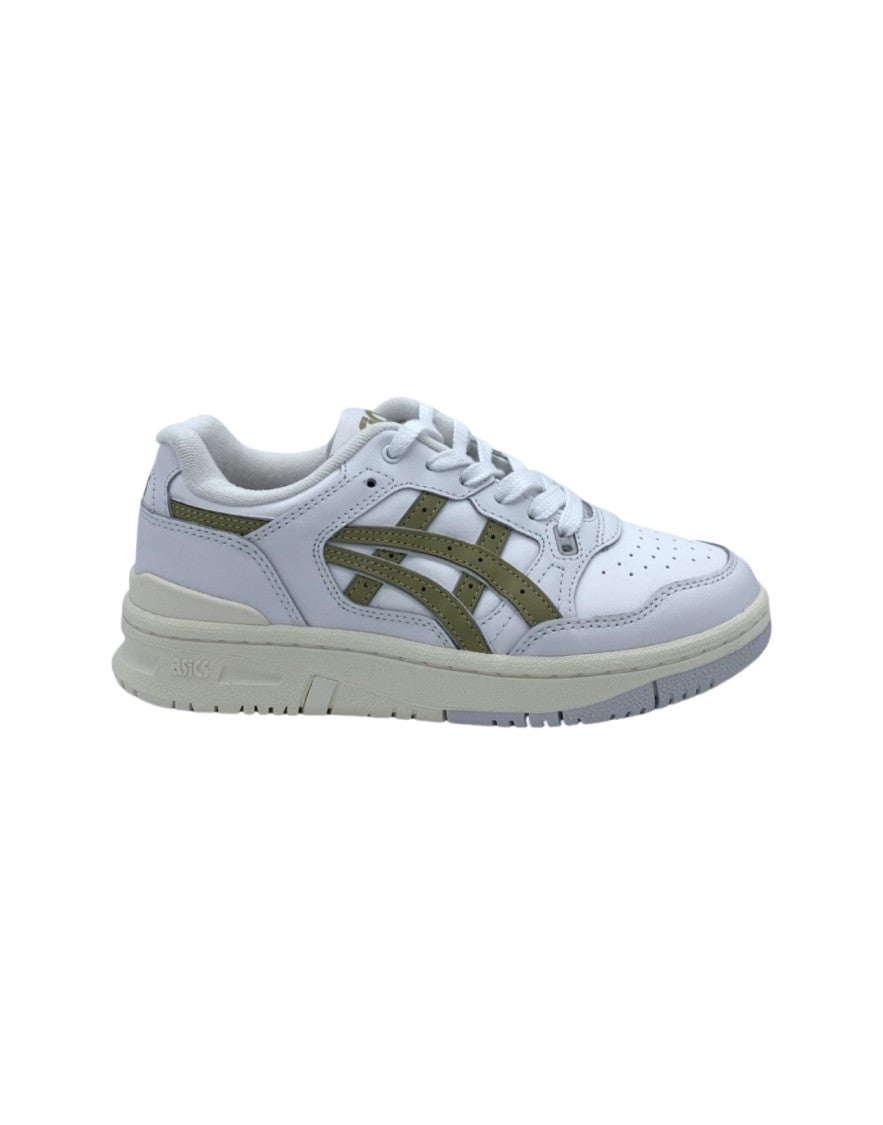 Asics White Sneakers With Midnight And Green Accents
