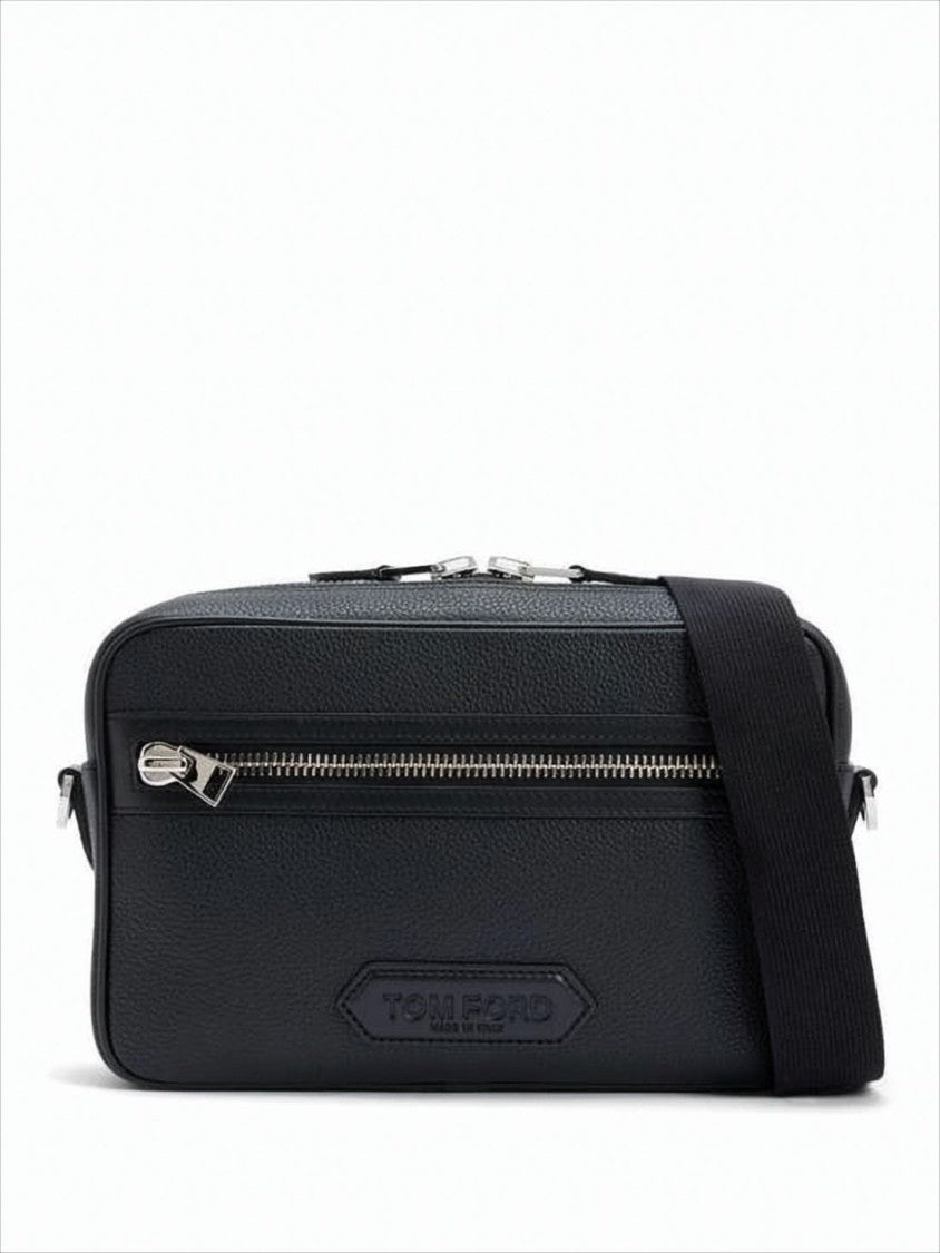 Tom Ford Textured Calf Leather Crossbody Bag With Silver Hardware