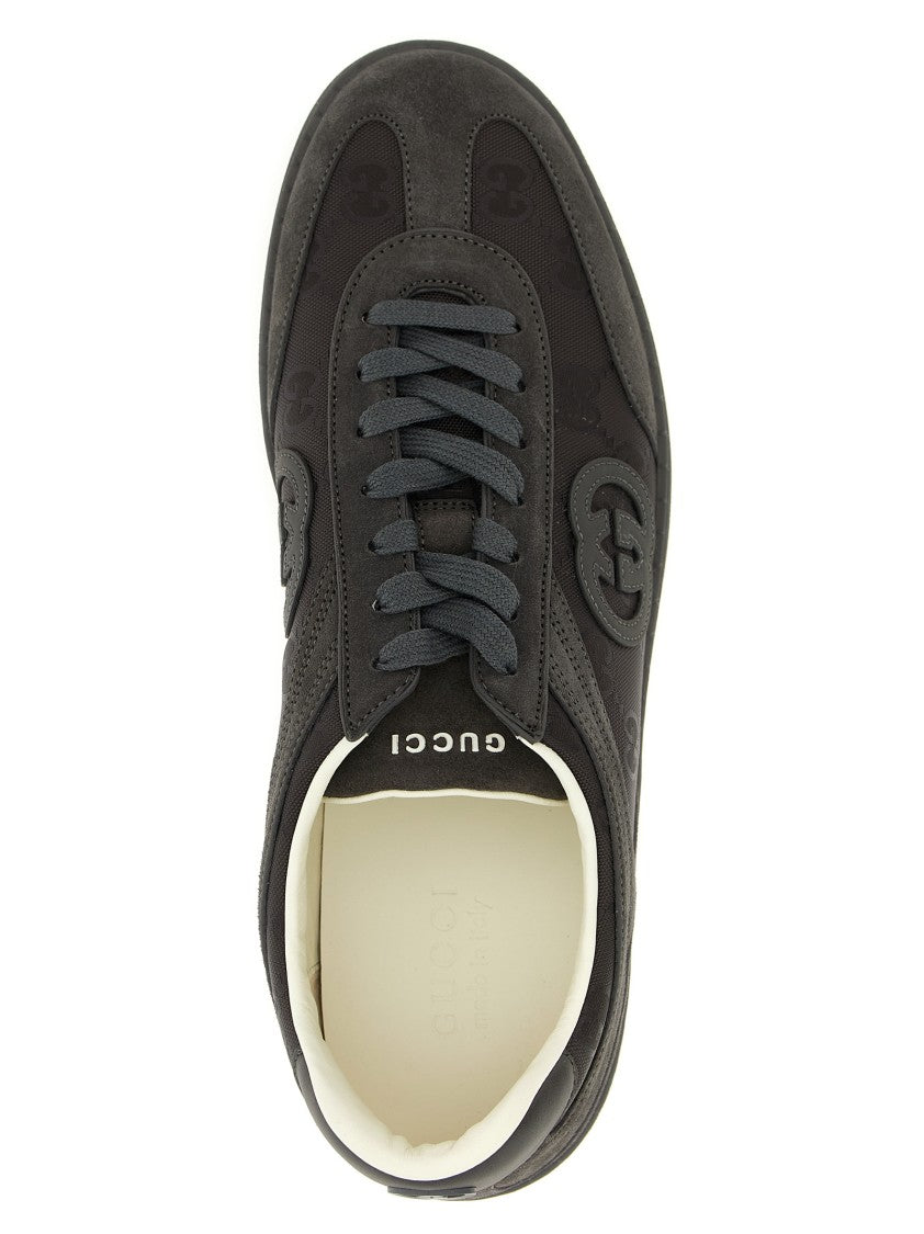 Gucci Suede Sneakers With Gg Monogram Insert