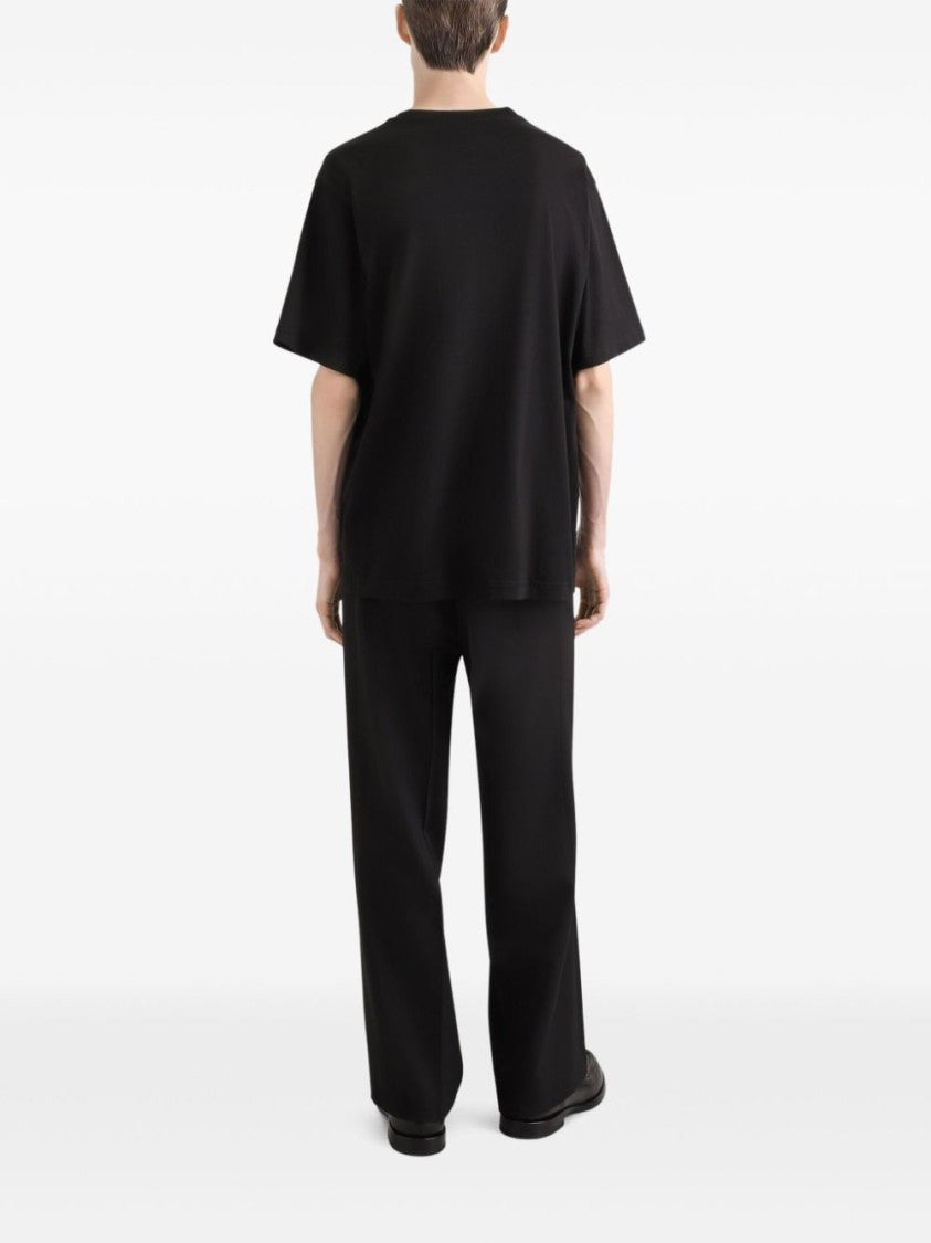 Dolce & Gabbana Embroidered Logo Black T-Shirt With Chest Pocket
