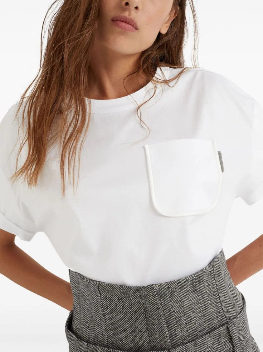 Brunello Cucinelli Relaxed-Fit White Cotton T-Shirt With Chest Pocket