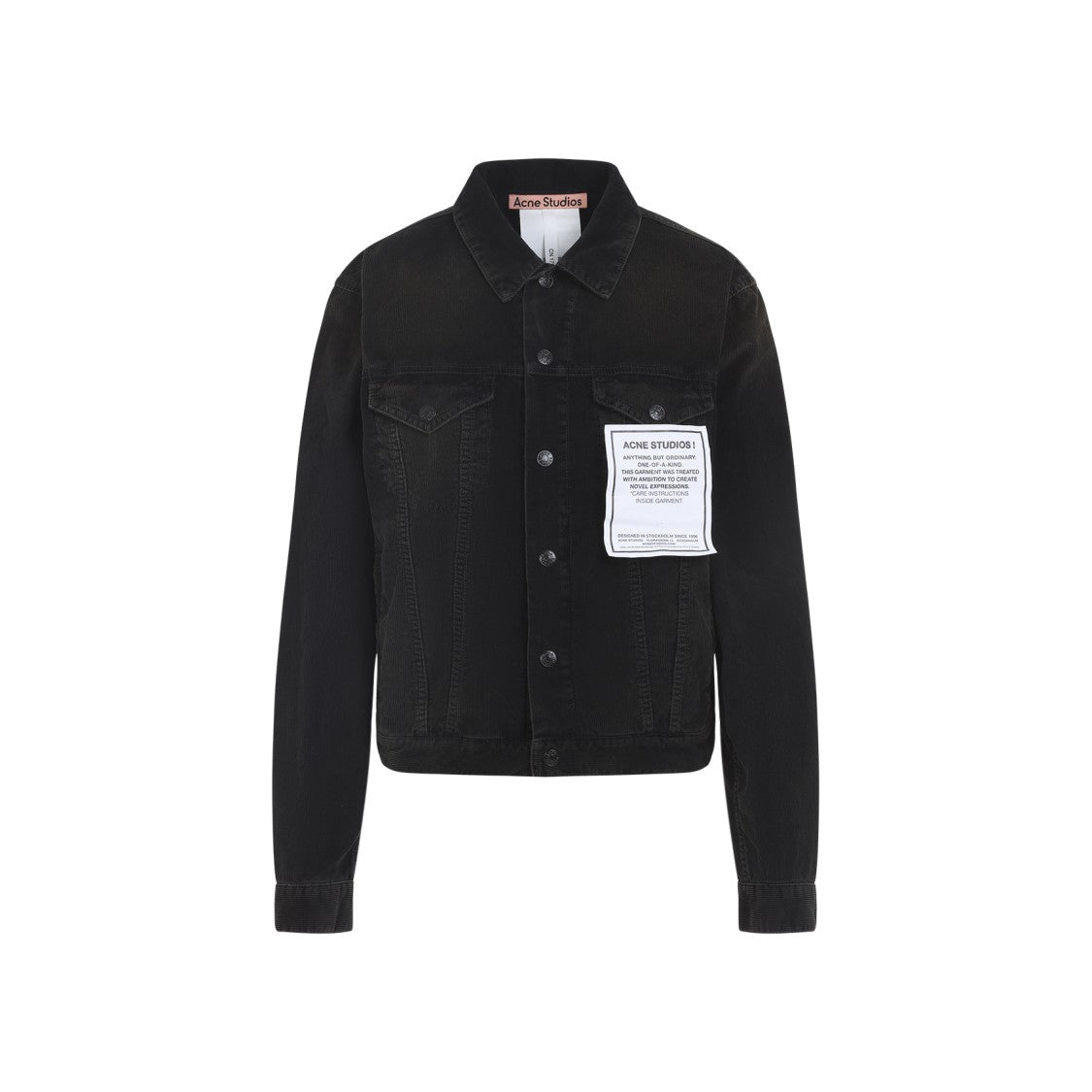 Acne Studios Black Cotton Corduroy Jacket With Adjustable Waist And Flap Pockets