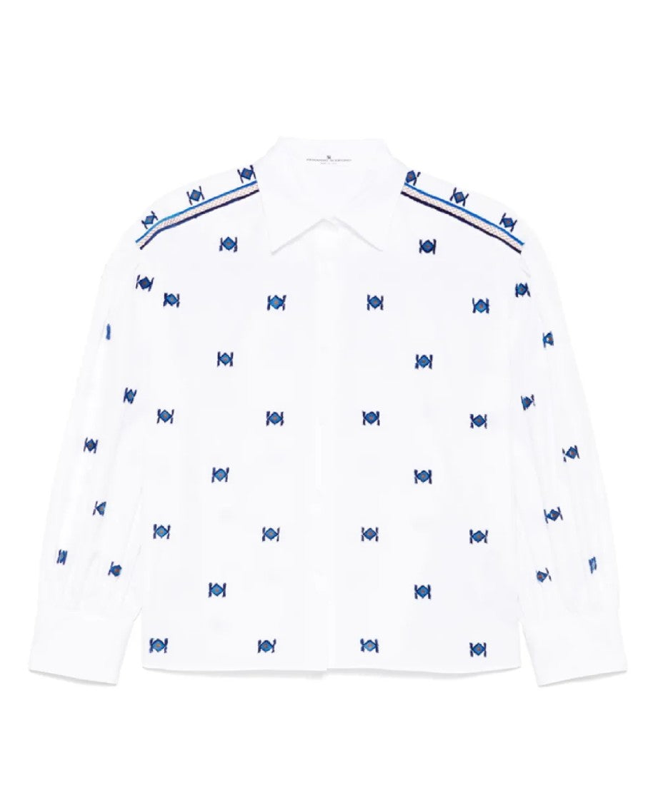 Ermanno Scervino Classic Embroidered White Cotton Shirt