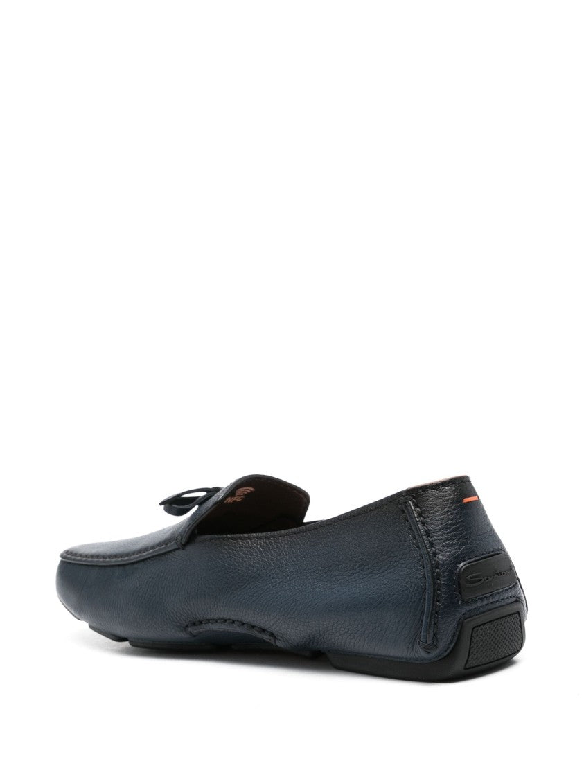 Santoni Casual Blue Cow Leather Loafers
