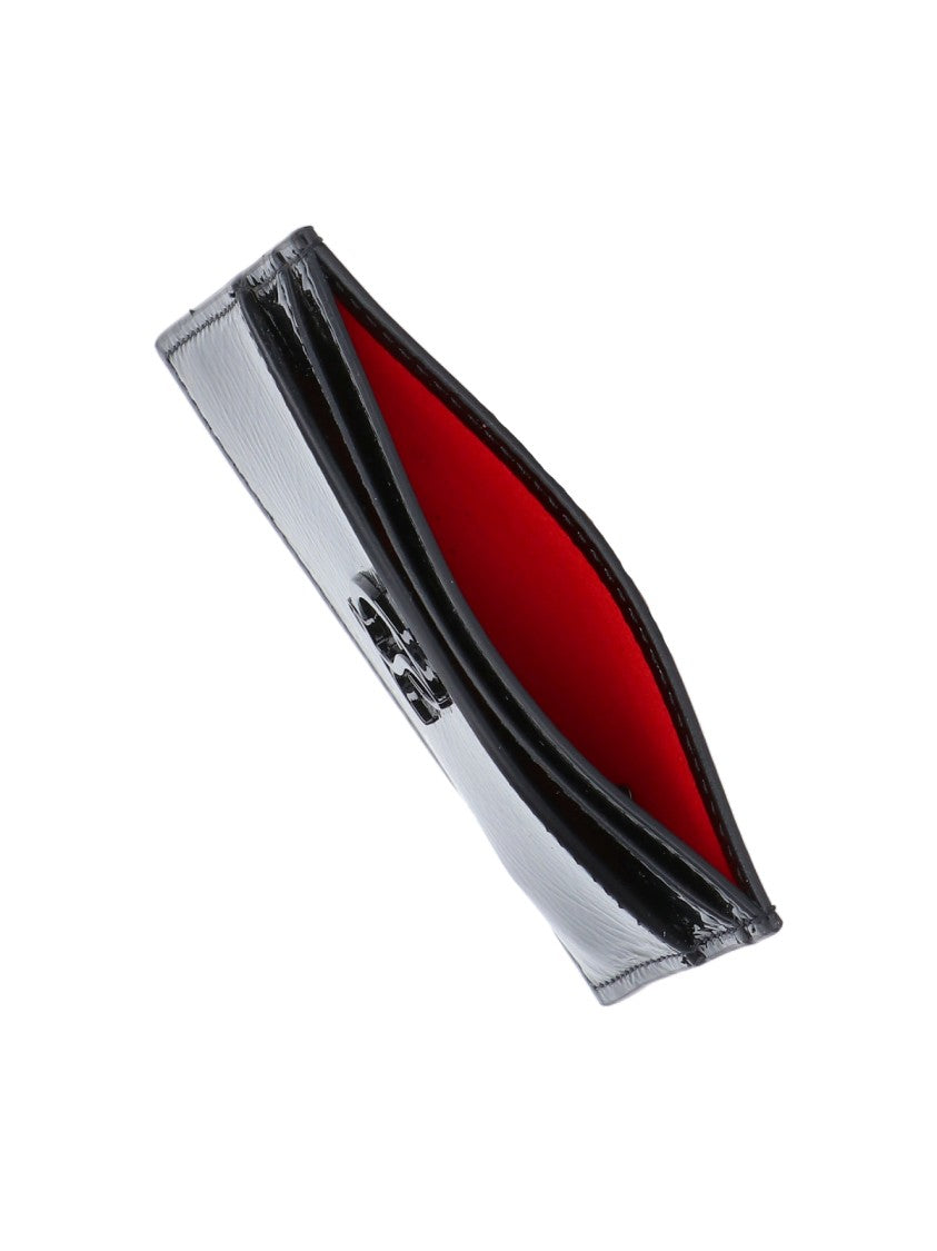 Christian Louboutin Crinkled Patent Leather Cardholder With Embossed Logo Detail