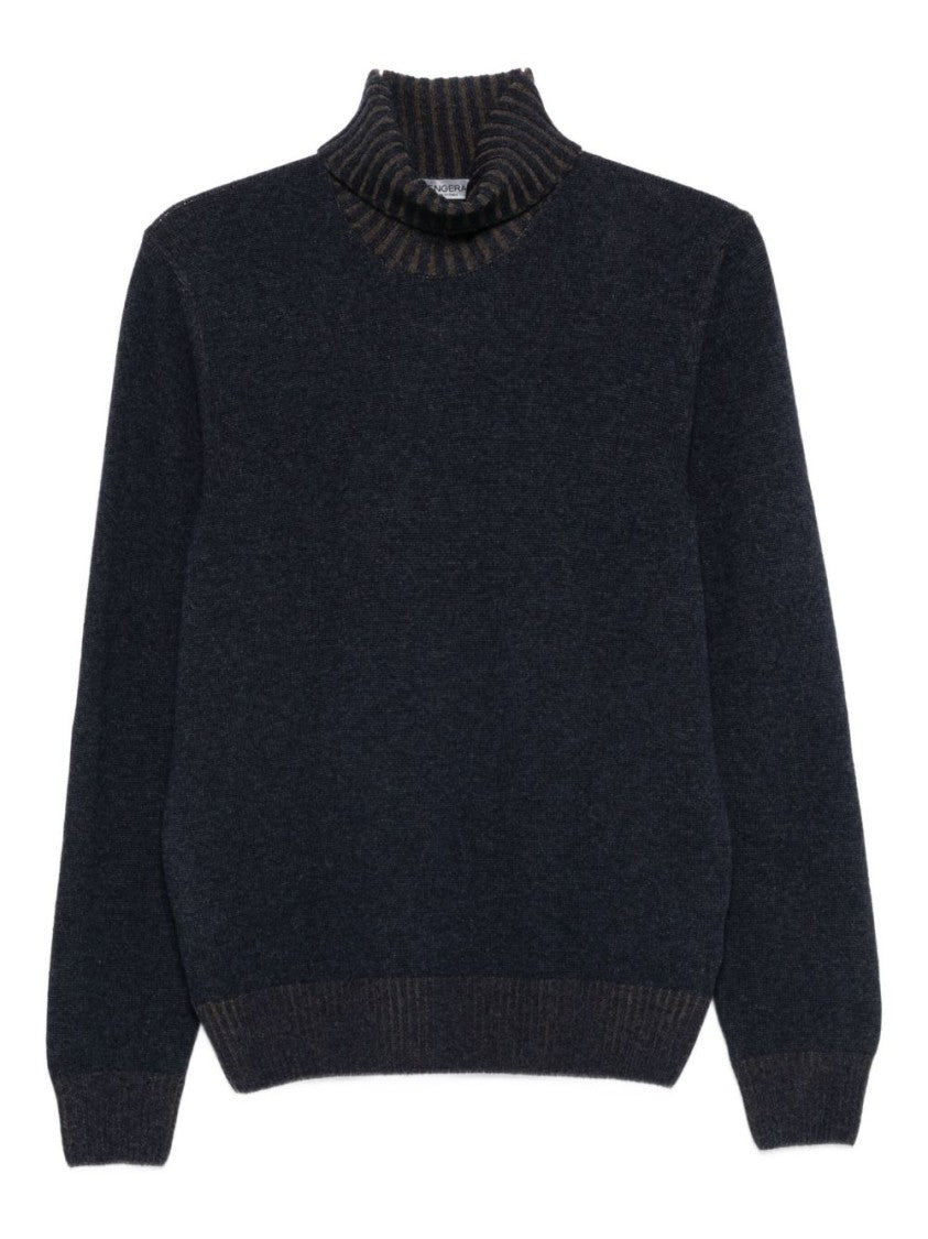 Vengera Blue Turtleneck Sweater With Textured Knit