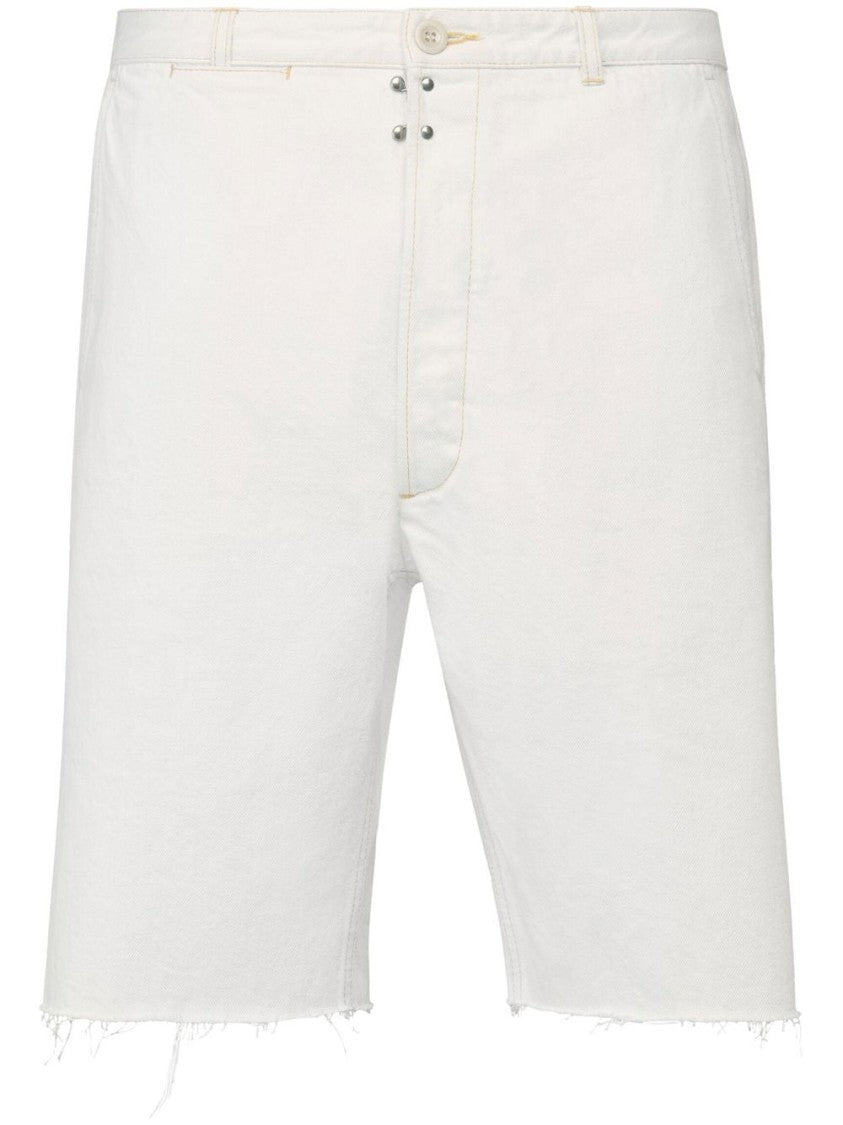 Maison Margiela Straight-Cut Black Shorts With Minimalist Design And Frayed Hem