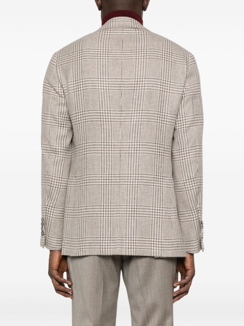 Brunello Cucinelli Checkered Tailored Blazer With Notch Lapels