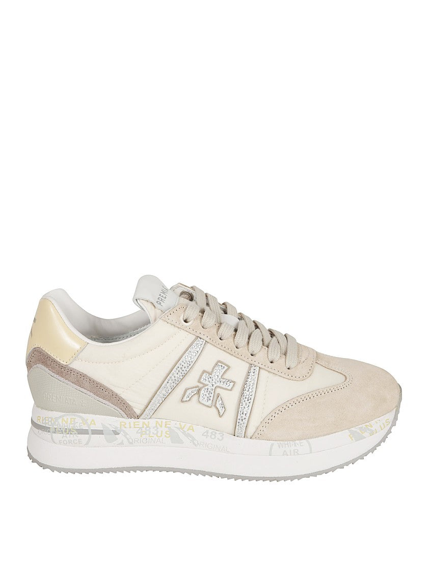Premiata Rhinestone-Embellished Low-Top Sneakers With Padded Ankle