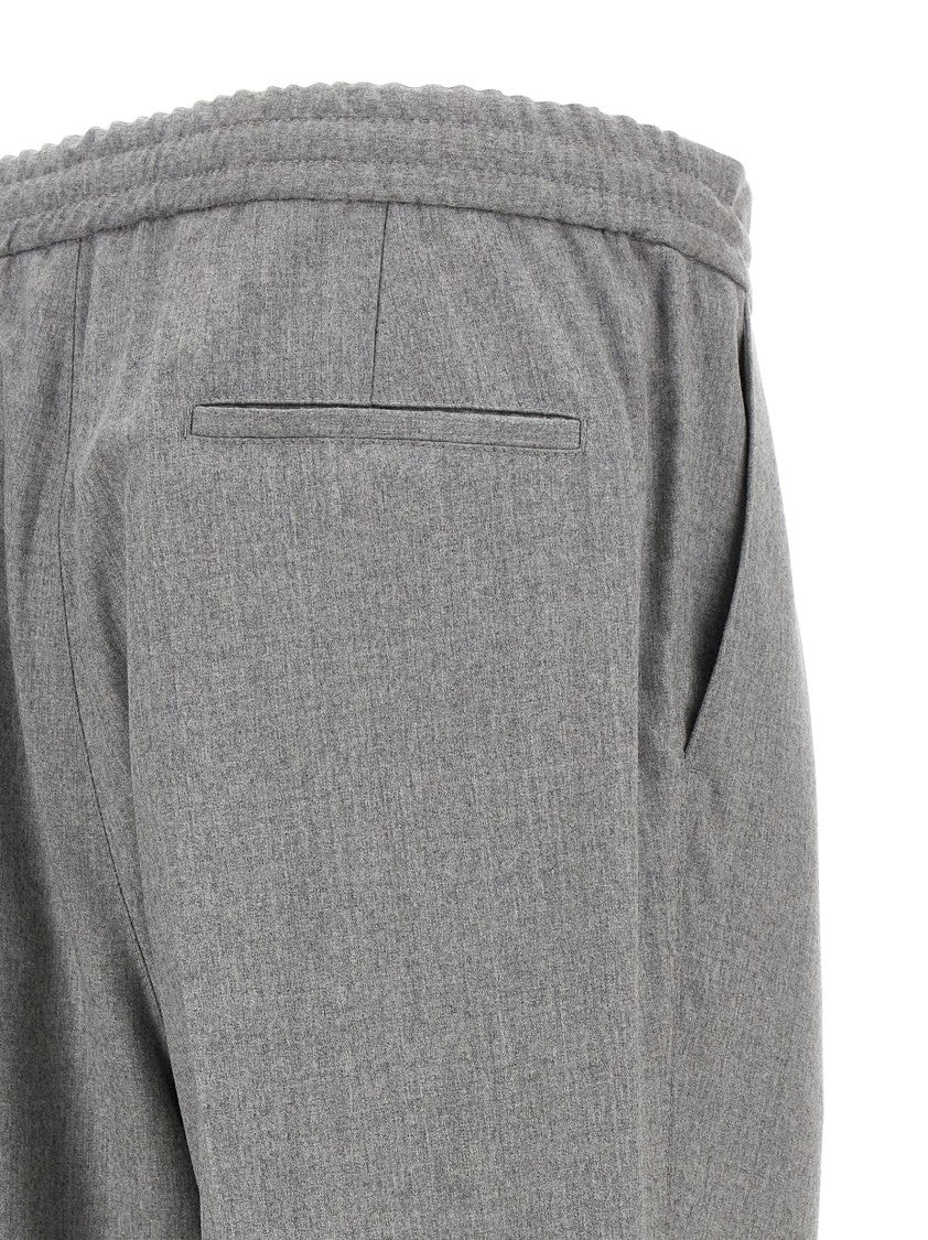 Brunello Cucinelli Wool Front Pleat Pants With Adjustable Waistband