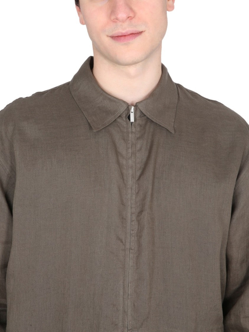Pt Torino Classic Linen Jacket With Zipper Closure